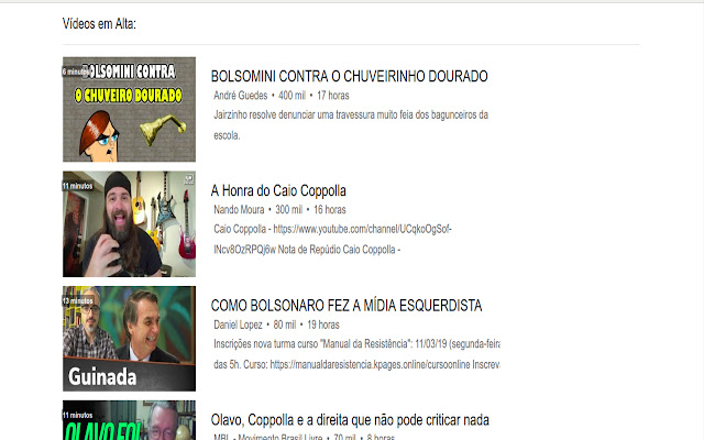 Em Alta Direita  from Chrome web store to be run with OffiDocs Chromium online