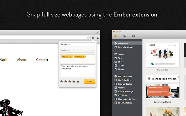 Ember  from Chrome web store to be run with OffiDocs Chromium online