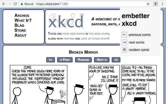 embetter xkcd  from Chrome web store to be run with OffiDocs Chromium online