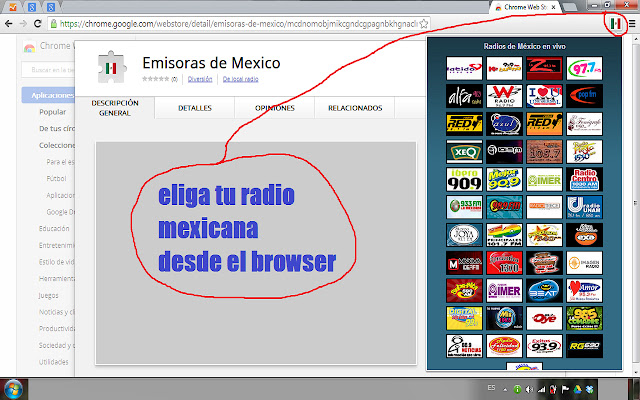 Emisoras de Mexico  from Chrome web store to be run with OffiDocs Chromium online