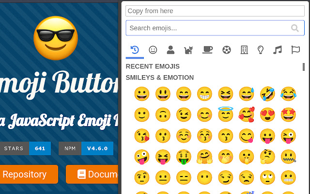 Emoji Button Chrome  from Chrome web store to be run with OffiDocs Chromium online