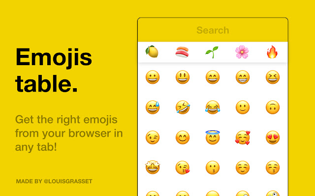 Emojis table  from Chrome web store to be run with OffiDocs Chromium online