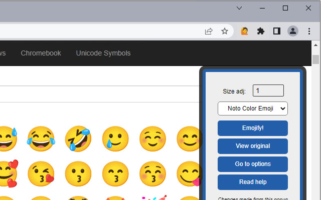 Emoji Swap  from Chrome web store to be run with OffiDocs Chromium online