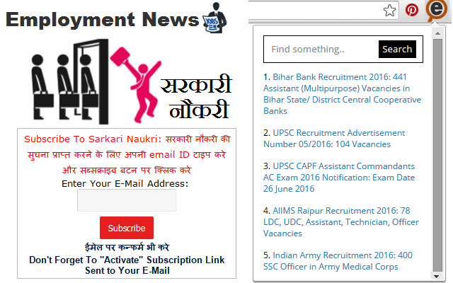 Employment News India  from Chrome web store to be run with OffiDocs Chromium online