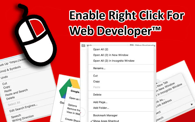 Enable Right Click for Web Developer™  from Chrome web store to be run with OffiDocs Chromium online