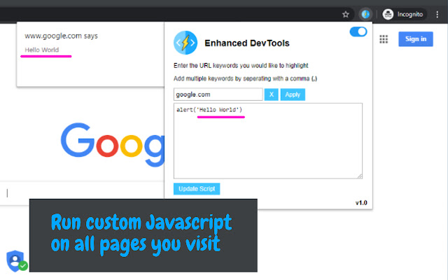 Enhanced DevTools  from Chrome web store to be run with OffiDocs Chromium online