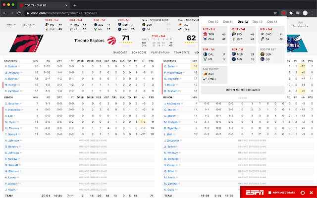 Enhanced ESPN NBA box score  from Chrome web store to be run with OffiDocs Chromium online