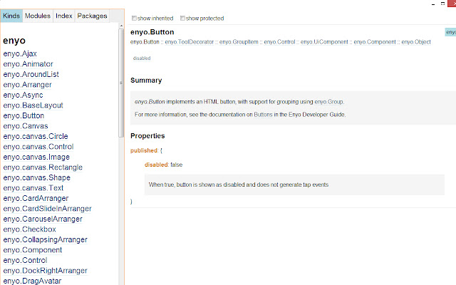 Enyo API Viewer  from Chrome web store to be run with OffiDocs Chromium online