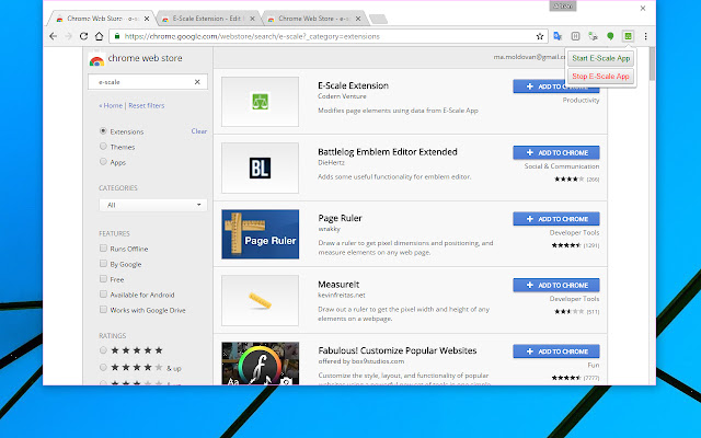 E Scale Extension  from Chrome web store to be run with OffiDocs Chromium online
