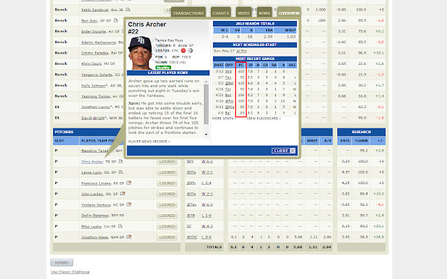 ESPN Fantasy Baseball Plus  from Chrome web store to be run with OffiDocs Chromium online