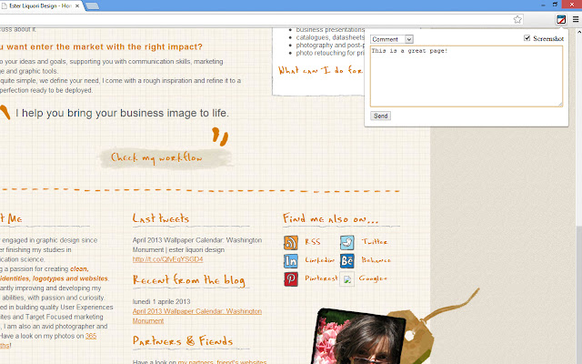 Ester Liquori Design Page Commenter  from Chrome web store to be run with OffiDocs Chromium online