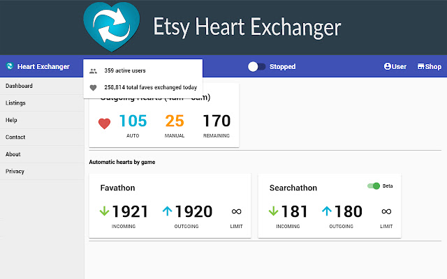 Etsy Heart Exchanger  from Chrome web store to be run with OffiDocs Chromium online