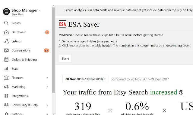 Etsy Search Analytics Saver  from Chrome web store to be run with OffiDocs Chromium online