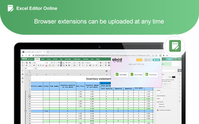 Excel Editor Online  from Chrome web store to be run with OffiDocs Chromium online