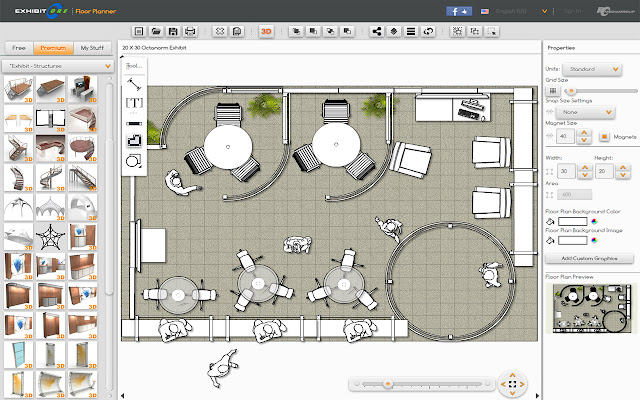 ExhibitCore Floor Planner  from Chrome web store to be run with OffiDocs Chromium online