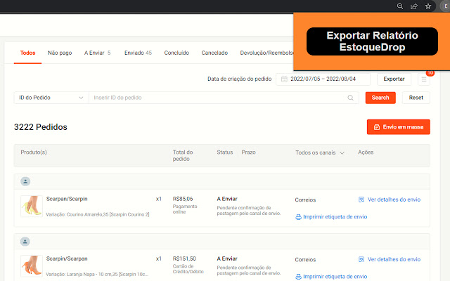 Exportador Relatório  from Chrome web store to be run with OffiDocs Chromium online