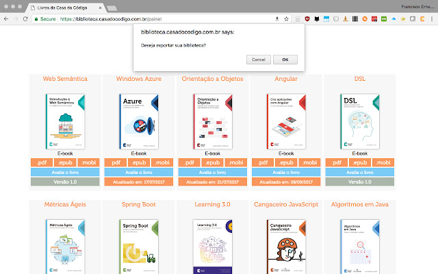 Exportar Biblioteca da Casa do Código  from Chrome web store to be run with OffiDocs Chromium online