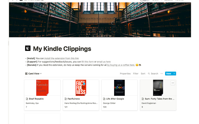 Export Kindle Highlights to Notion  from Chrome web store to be run with OffiDocs Chromium online