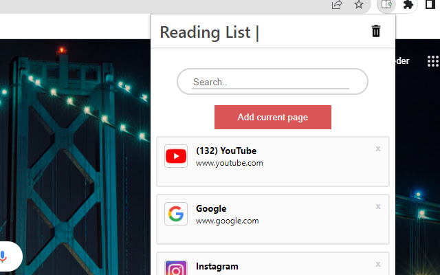 Exspanded Reading List  from Chrome web store to be run with OffiDocs Chromium online