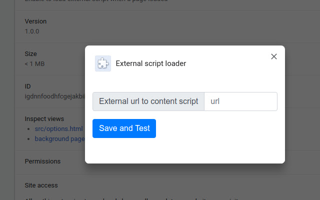 External script loader  from Chrome web store to be run with OffiDocs Chromium online