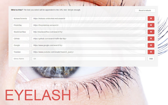 Eyelashes  from Chrome web store to be run with OffiDocs Chromium online