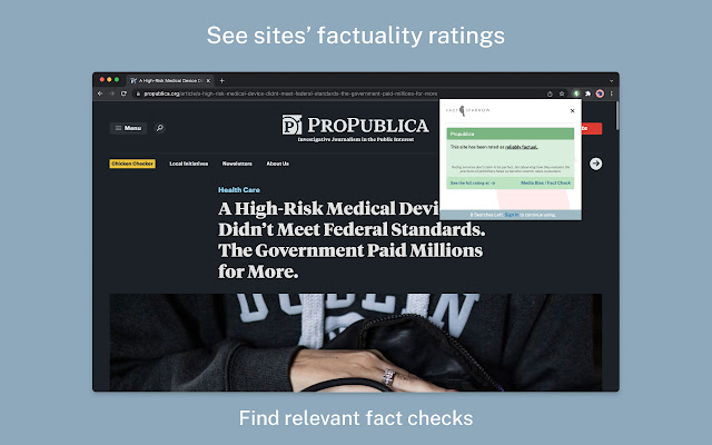 FactSparrow: News Factuality Ratings  from Chrome web store to be run with OffiDocs Chromium online