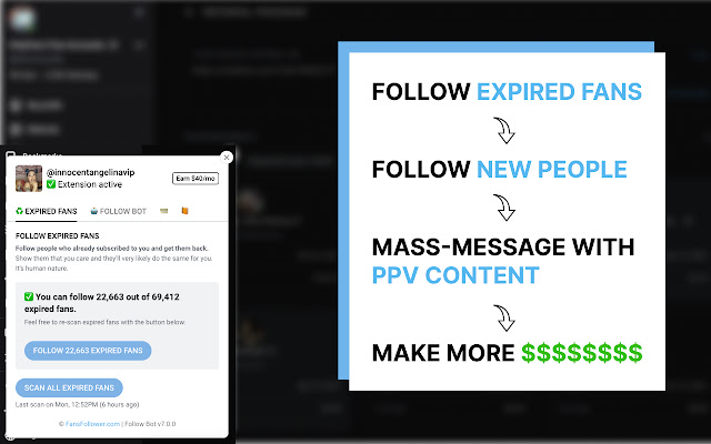 FansFollower, OnlyFans Expired Fans Follower  from Chrome web store to be run with OffiDocs Chromium online