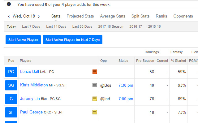 Fantasy Basketball Helper  from Chrome web store to be run with OffiDocs Chromium online