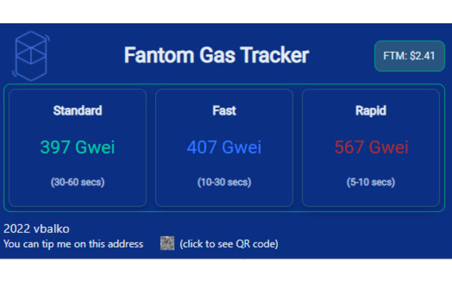 Fantom Gas Tracker  from Chrome web store to be run with OffiDocs Chromium online