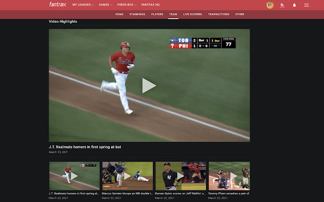 Fantrax Baseball Live Feed + Highlights  from Chrome web store to be run with OffiDocs Chromium online