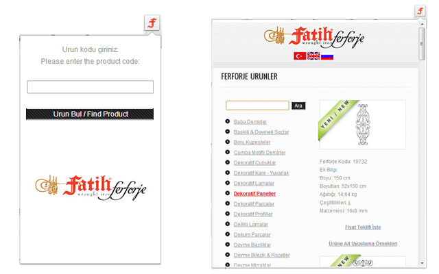 Fatih Ferforje Urunler/Wrought Iron Products  from Chrome web store to be run with OffiDocs Chromium online