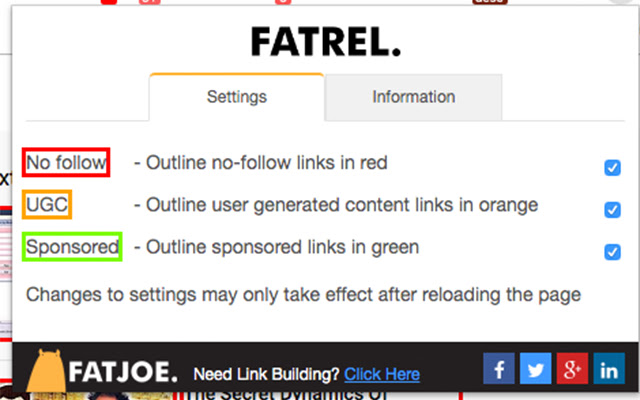 FATREL NoFollow Link Highlighter  from Chrome web store to be run with OffiDocs Chromium online