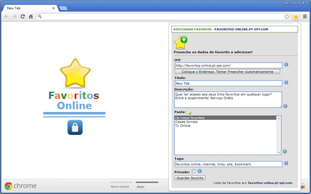 Favoritos Online  from Chrome web store to be run with OffiDocs Chromium online