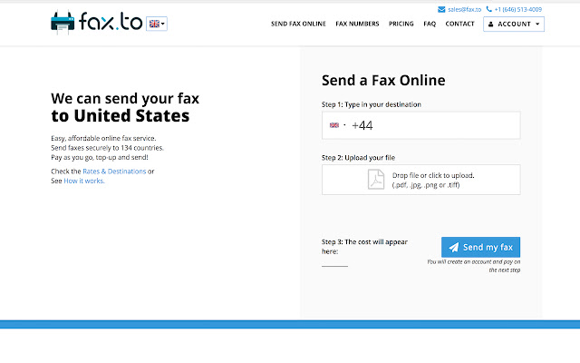 Fax.to Fax 137+ International destinations  from Chrome web store to be run with OffiDocs Chromium online