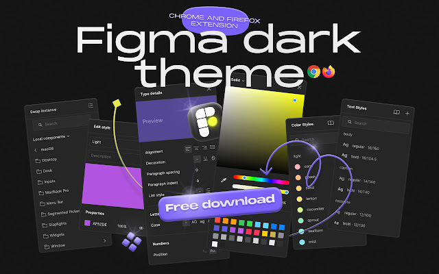 Figma Dark Theme  from Chrome web store to be run with OffiDocs Chromium online