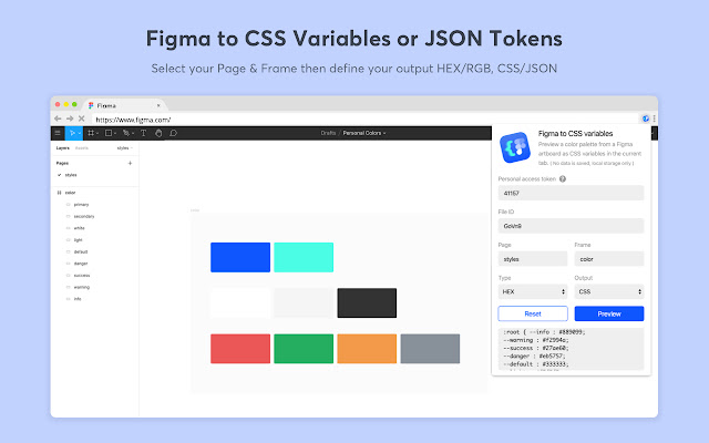 Figma to Tokens  from Chrome web store to be run with OffiDocs Chromium online