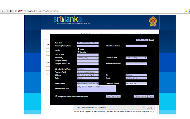 Fill eta.gov.lk Form  from Chrome web store to be run with OffiDocs Chromium online