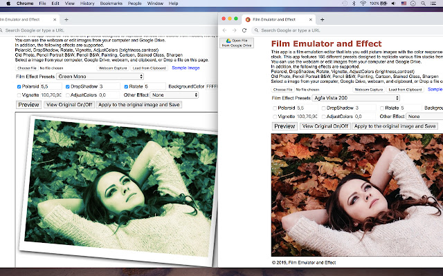 Film Emulator and Effect  from Chrome web store to be run with OffiDocs Chromium online