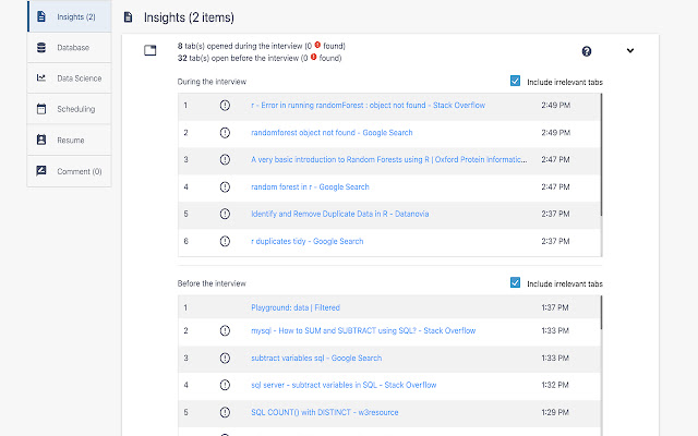 Filtered Interview Tool  from Chrome web store to be run with OffiDocs Chromium online