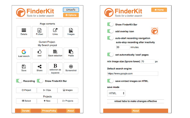 FinderKit  from Chrome web store to be run with OffiDocs Chromium online