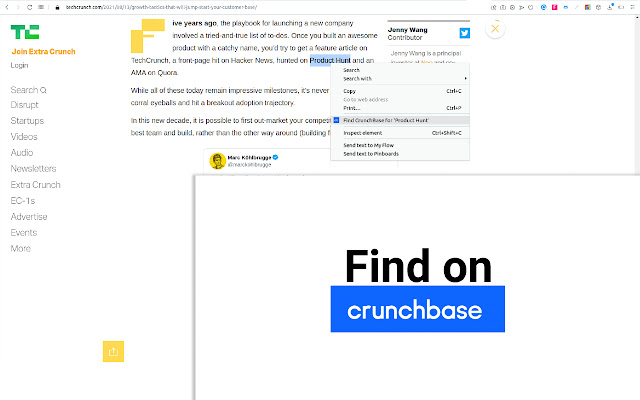 Find on Crunchbase  from Chrome web store to be run with OffiDocs Chromium online