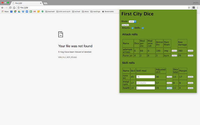 First City Dice (GURPS)  from Chrome web store to be run with OffiDocs Chromium online