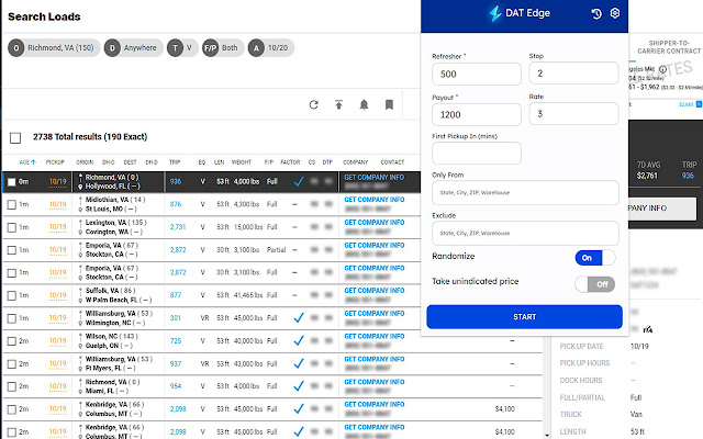 Flashrelay DAT Truckersedge  from Chrome web store to be run with OffiDocs Chromium online