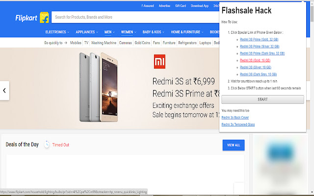 Flash Sale Hack  from Chrome web store to be run with OffiDocs Chromium online