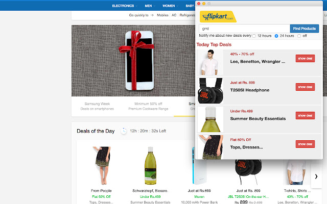 Flipkart Deals Alarm  from Chrome web store to be run with OffiDocs Chromium online