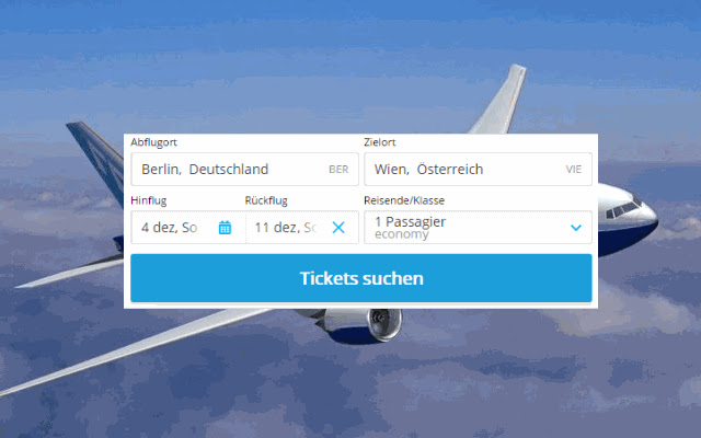 Flugtickets  from Chrome web store to be run with OffiDocs Chromium online