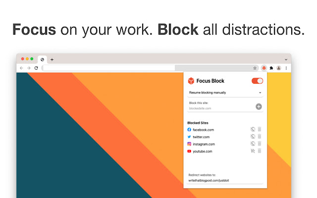 Focus Block  from Chrome web store to be run with OffiDocs Chromium online