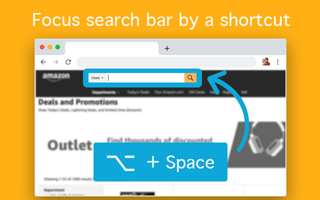 Focus Search Bar Shortcut  from Chrome web store to be run with OffiDocs Chromium online