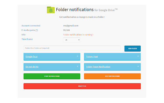 Folder notifications for Google Drive™  from Chrome web store to be run with OffiDocs Chromium online