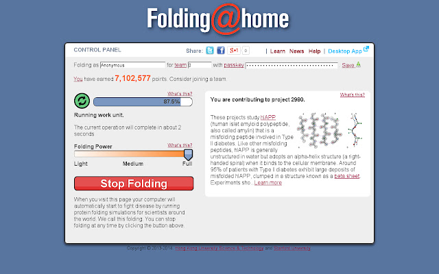 Folding@home  from Chrome web store to be run with OffiDocs Chromium online